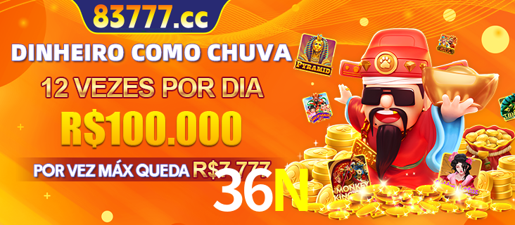Banner do programa de recompensas Recomende para amigos do 36N, detalhando os bônus por convidar amigos, com prêmios que chegam a R$288.888.