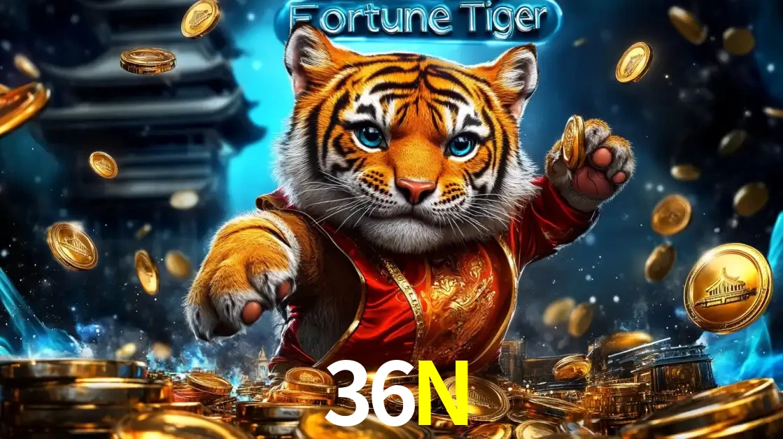 Imagem promocional do jogo de slot Fortune Tiger, com um tigre majestoso em traje tradicional cercado por uma fortuna em moedas de ouro, disponível agora no cassino 36N.